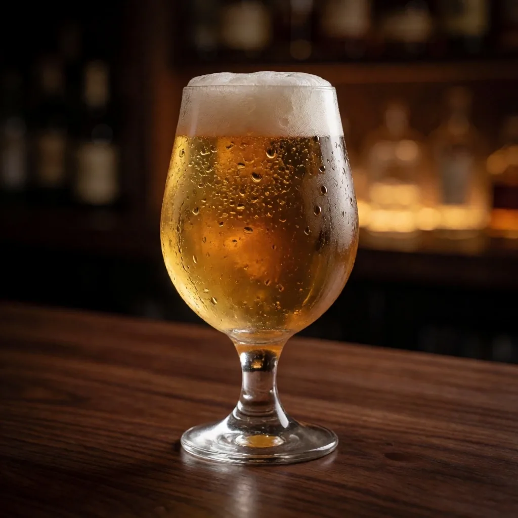 Craft ale on dark bar