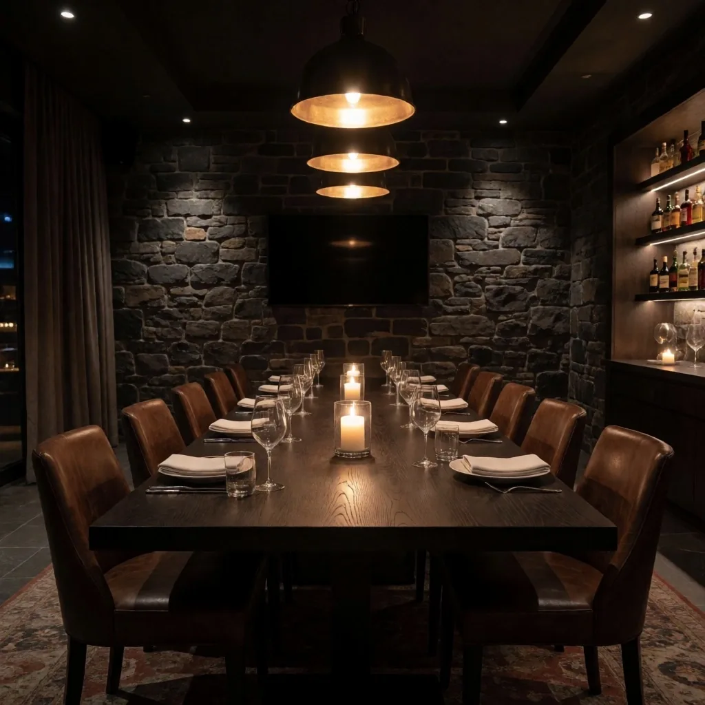 Private dining room set for dinner