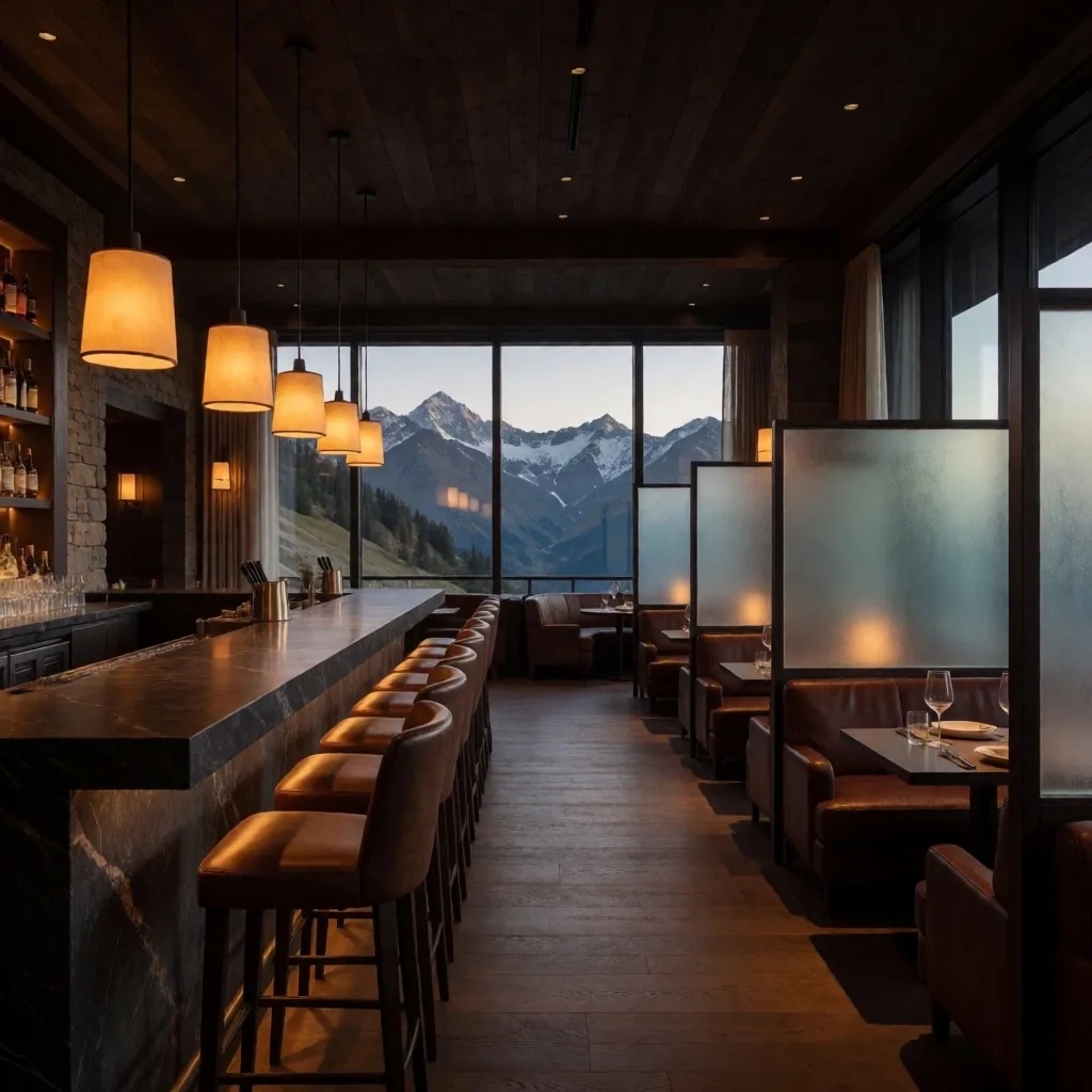 Rosemont Haven dining room and bar interior at dusk