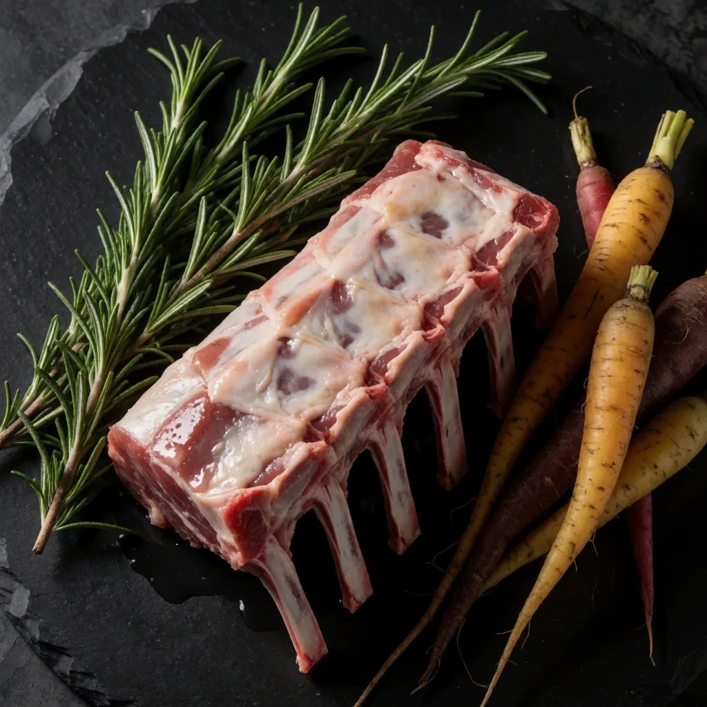 Seasonal local ingredients on dark stone surface