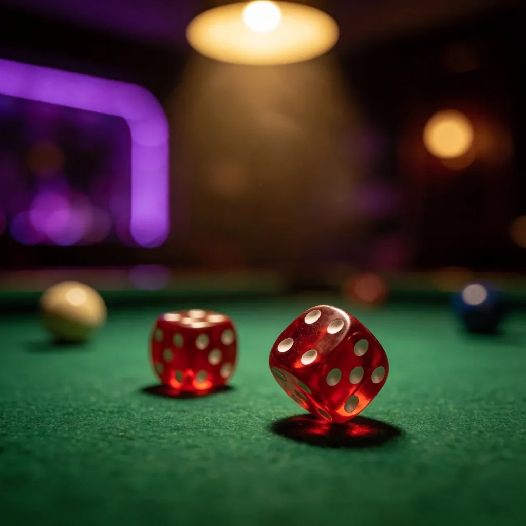 Casino dice on green felt