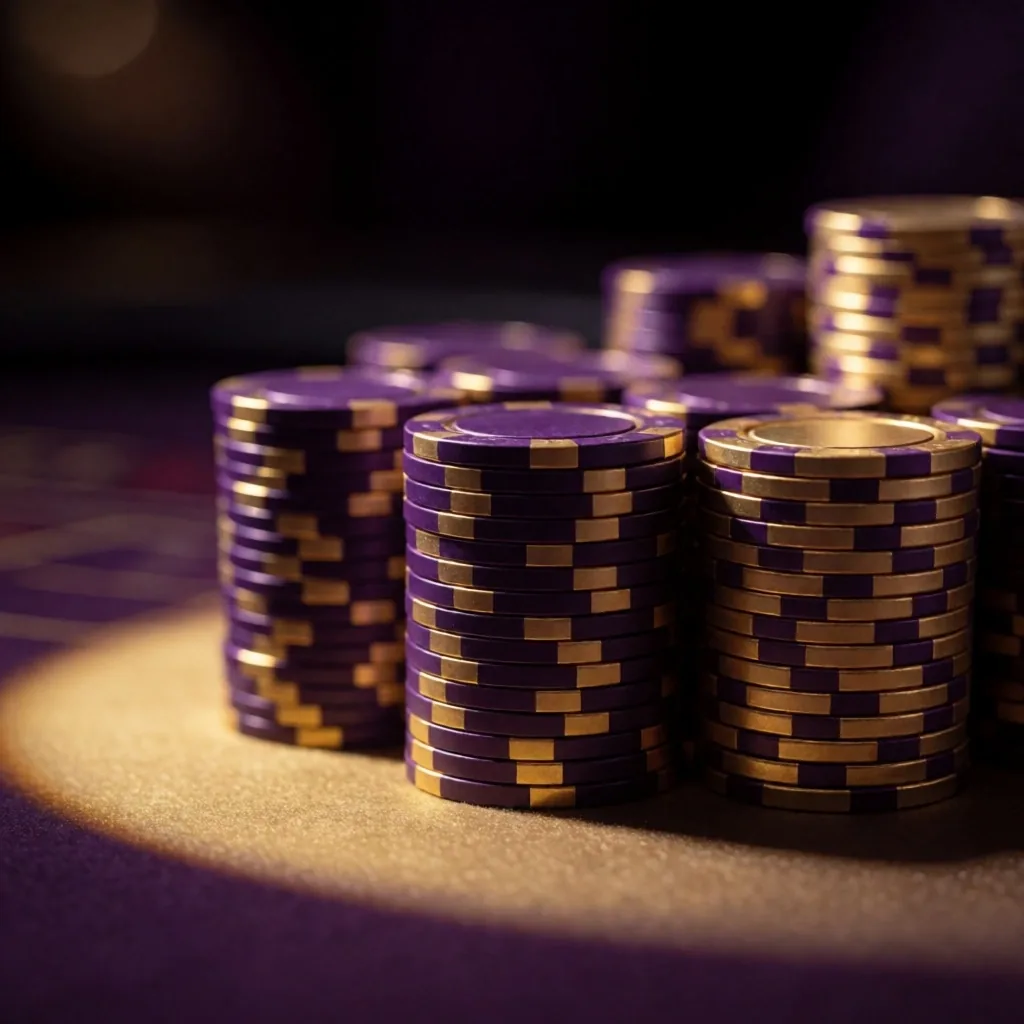 Premium casino chips stacked in columns