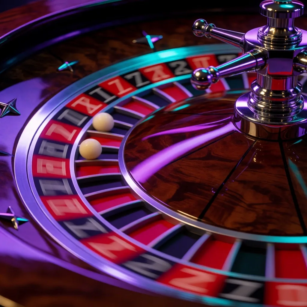 Roulette wheel spinning with white ball
