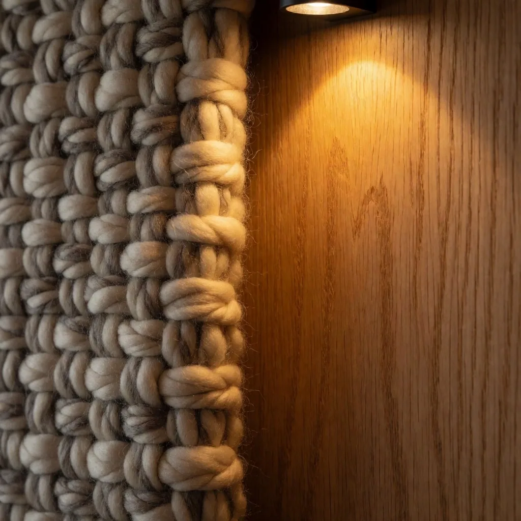 Natural material textures in suite interior