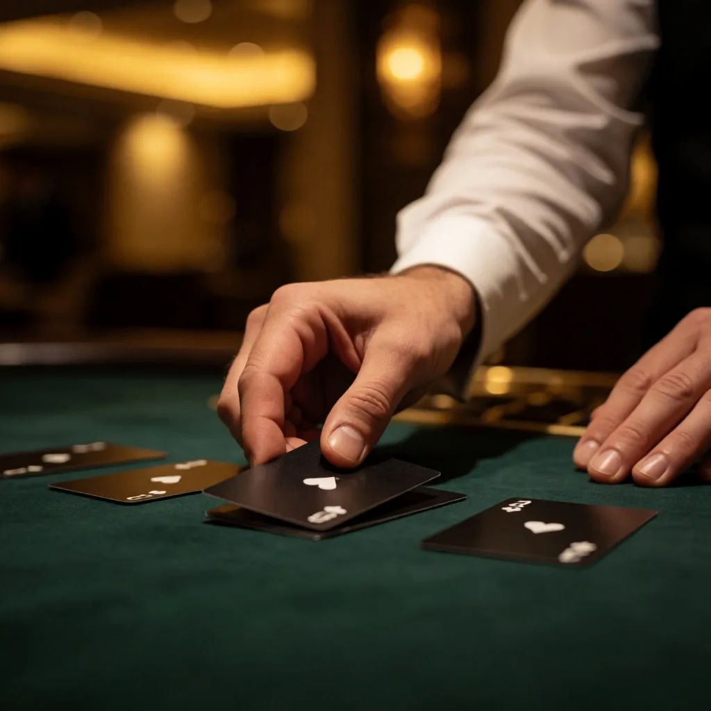 Dealer hands dealing cards