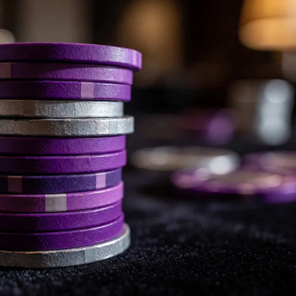 Stacked poker chips in macro detail