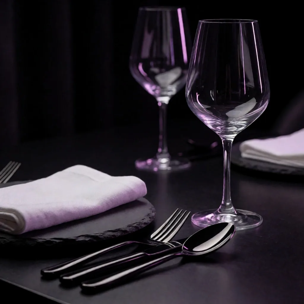 Crystal glassware on a dark bar surface