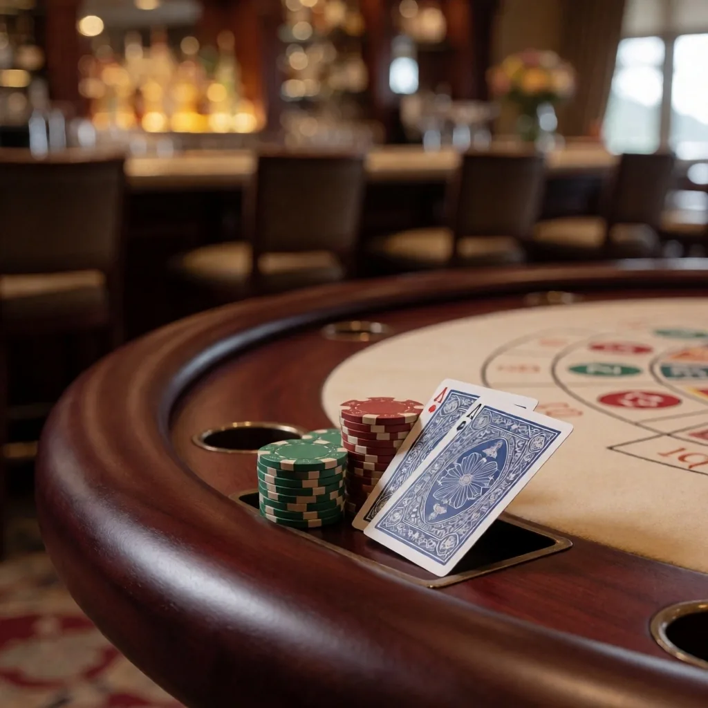 Cards and chips on the gaming table