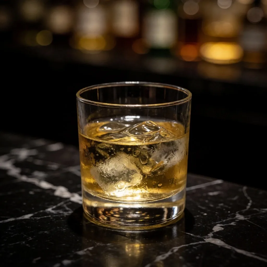 Crystal glass with craft spirit on the bar
